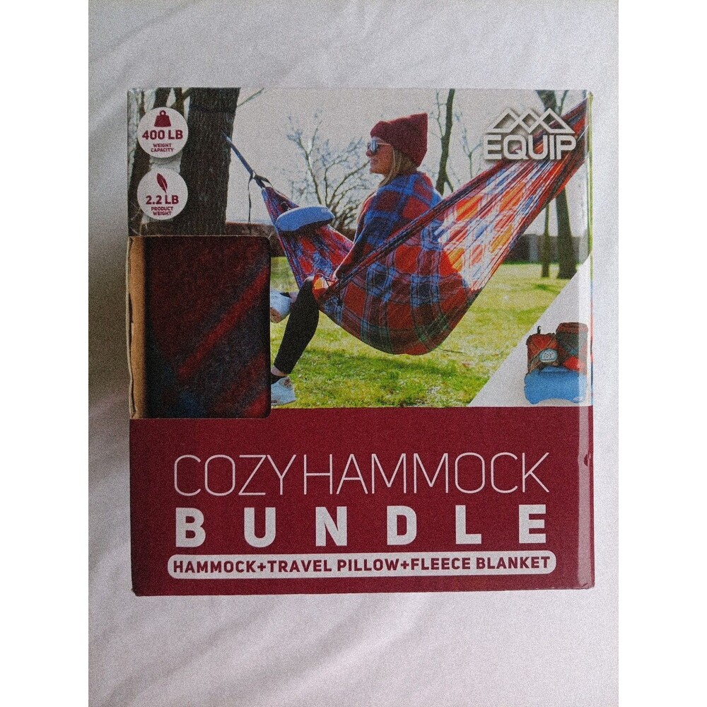 Equip Cozy Hammock Bundle Travel Blanket Pillow (New in Box) 400lb Hammock